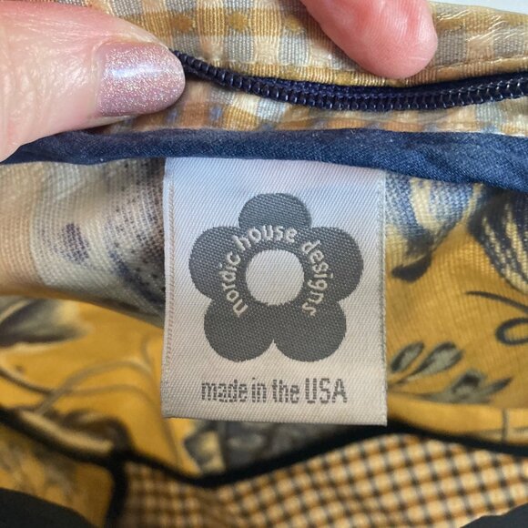 Vintage Nordic House Designs  Sling Backpack Floral Yellow Blue Coated Canvas main image 10